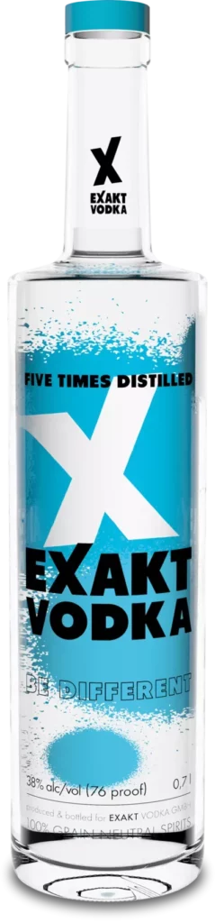 Eine 0,7-l Exakt-Vodka-Flasche.