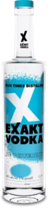 A 0.7-liter Exakt Vodka bottle.