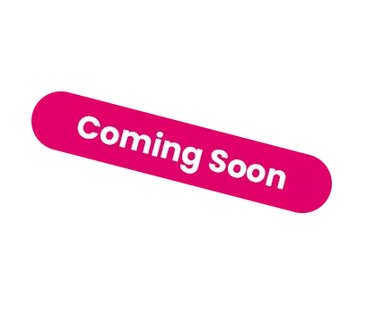 A pink sticker with the inscription "Coming soon".
