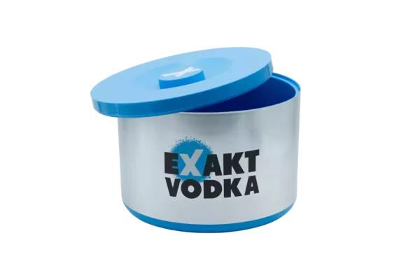 Große Eiswürfelbox mit Exakt Vodka Logo