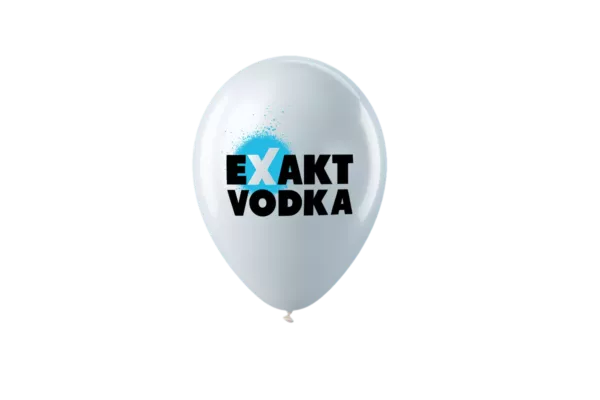 Ein weißer Ballon mit der Aufschrift „Exakt Vodka“.