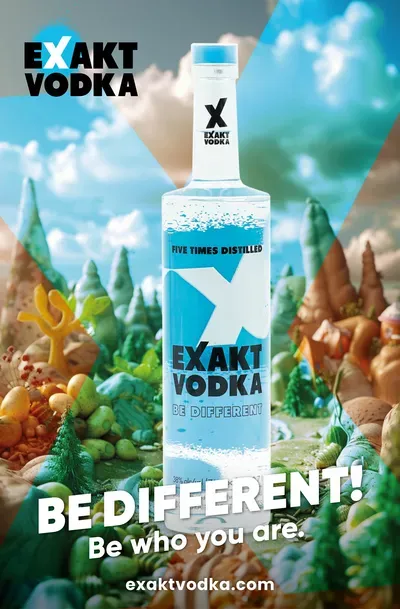 Boca votke na futurističkoj pozadini.
