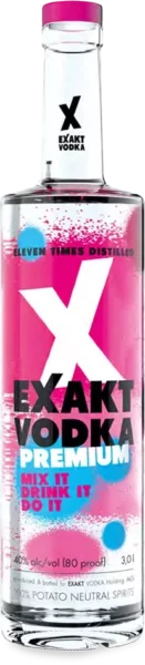 A 3-liter premium bottle of Exakt Vodka.