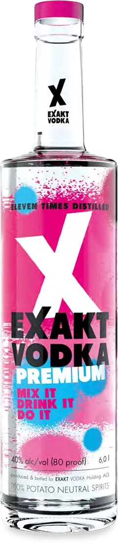 A 6-liter bottle of Exakt Vodka in the premium edition.