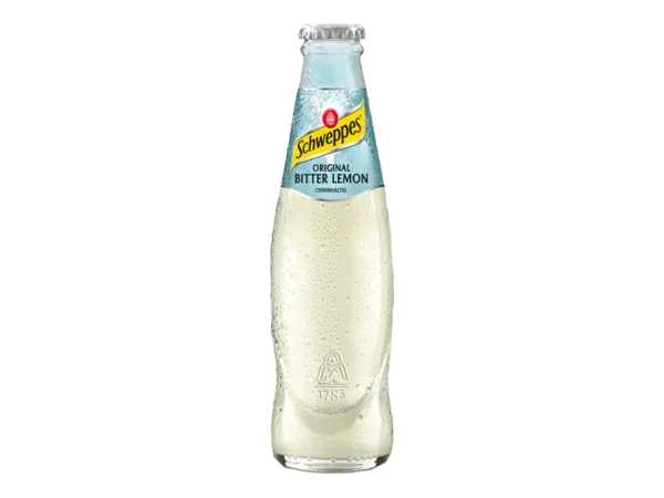 A bottle of Schweppes Bitter Lemon.