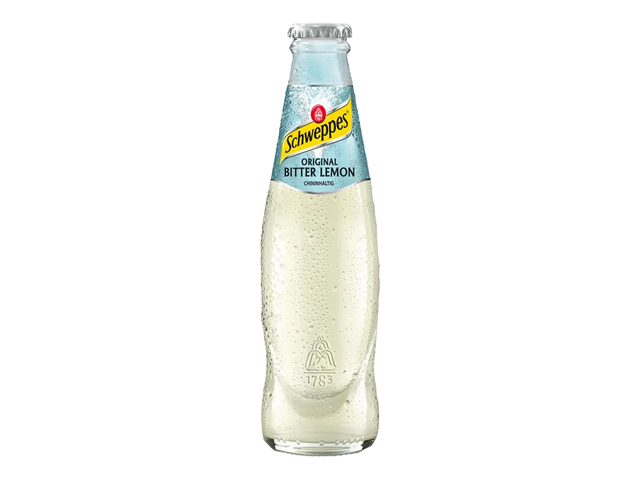 A bottle of Schweppes Bitter Lemon.