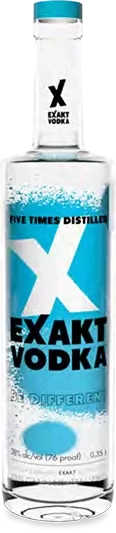 A 0.35 liter bottle of Exakt Vodka in the basic version.